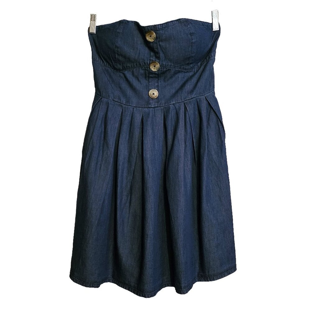 ARDENE Blue Strapless Padded Bust Denim Mini Dress Size Medium